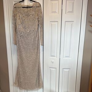 Adrianna Papell Champagne Long Sleeve Gown